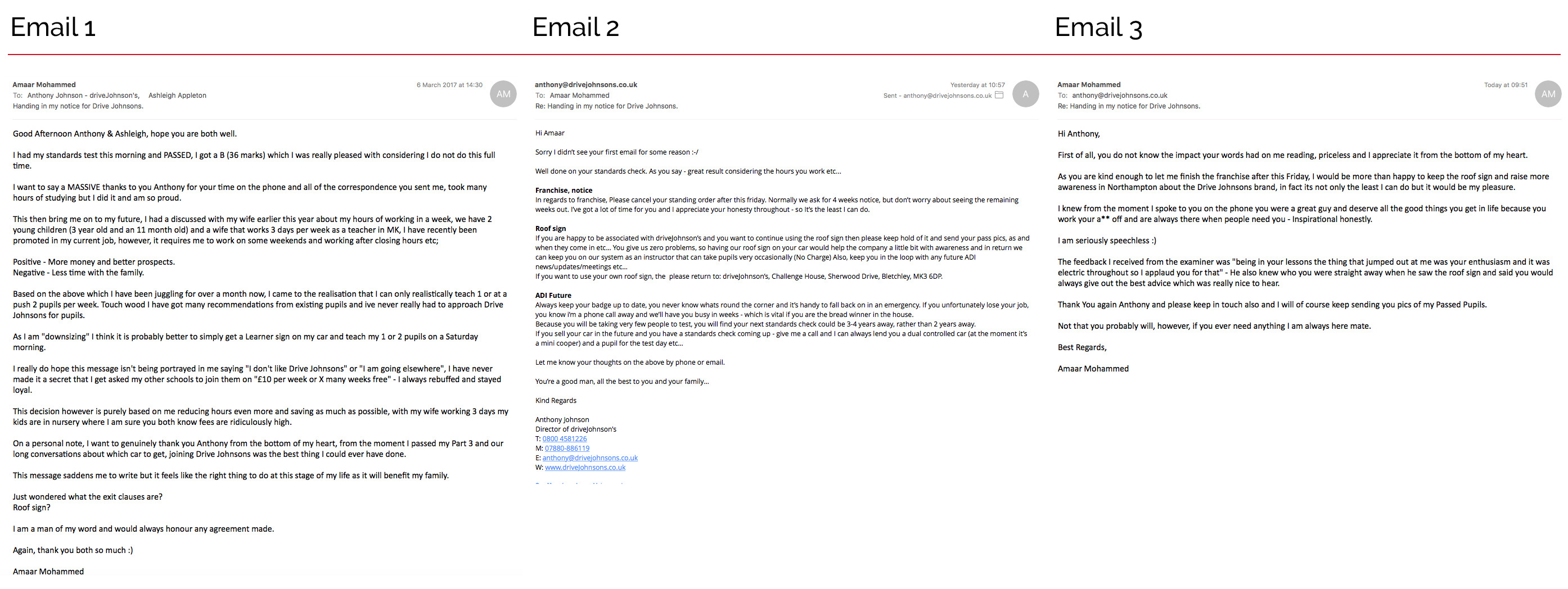 Amaar leaving email