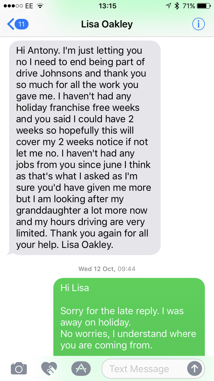 Lisa Oakley Leaving driveJohnson's