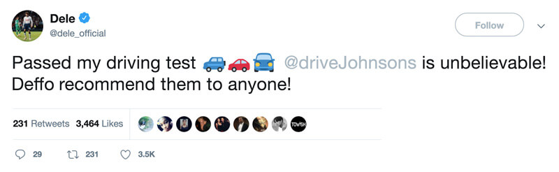 Dele Alli Passes Recommends driveJohnson's