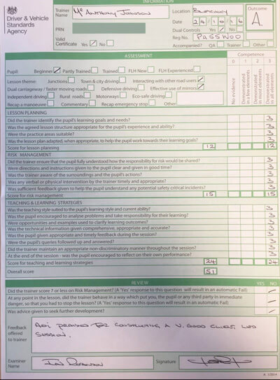 Anthony Johnson's Standards Check Marking Sheet