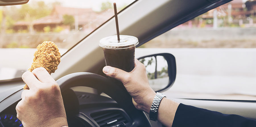 Eating and drinking while driving