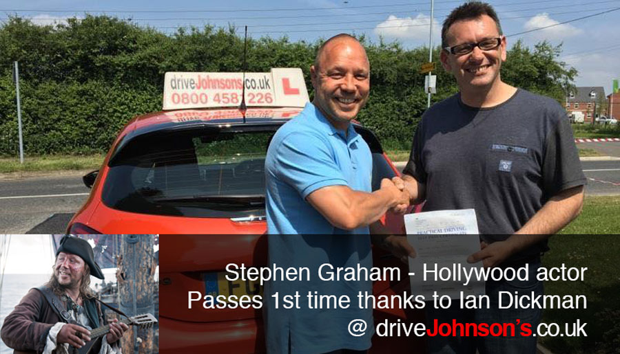 Stephen Graham passes driving test with driveJohnson's