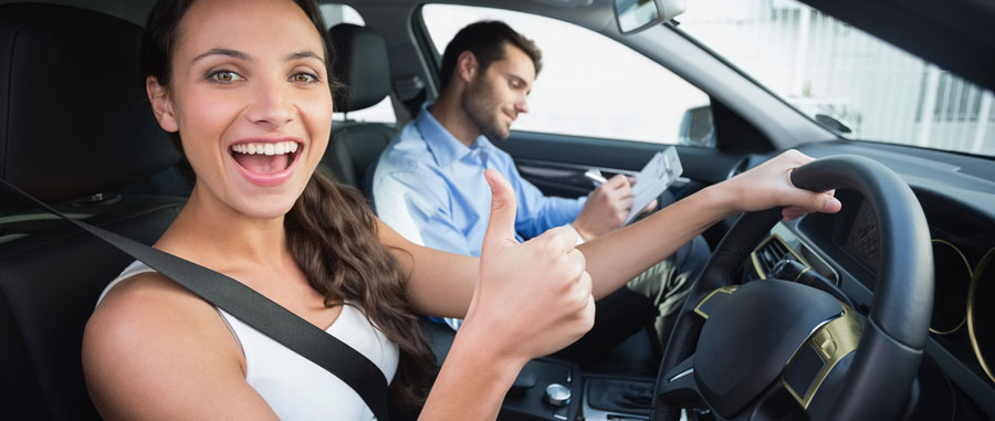 Girl happy passing her driving test