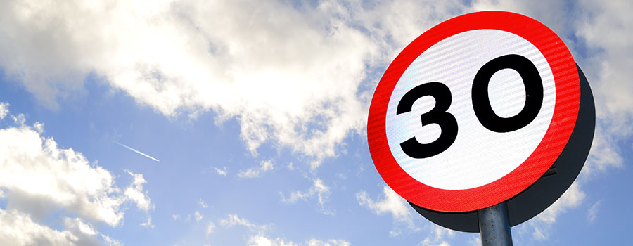 UK 30mph speed limit sign