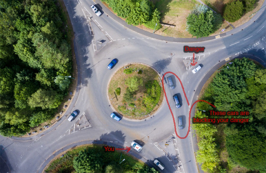 Blockers providing cover at roundabouts