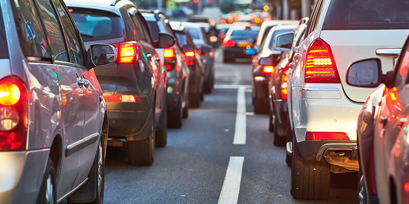 Cars stuck in traffic
