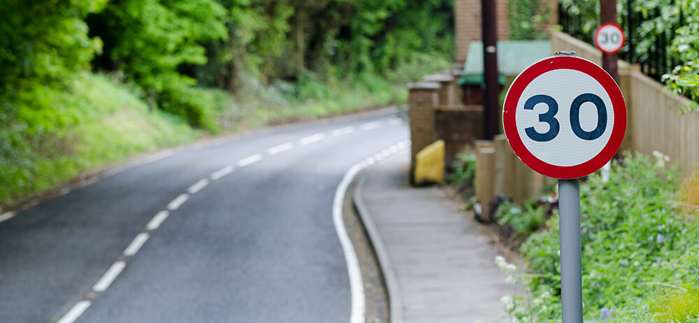 30mph sign on rural road