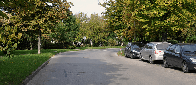 cars parked on road