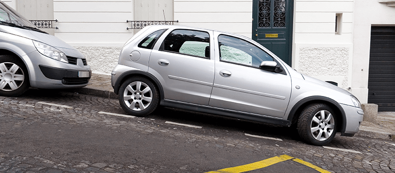 car parked on a hill