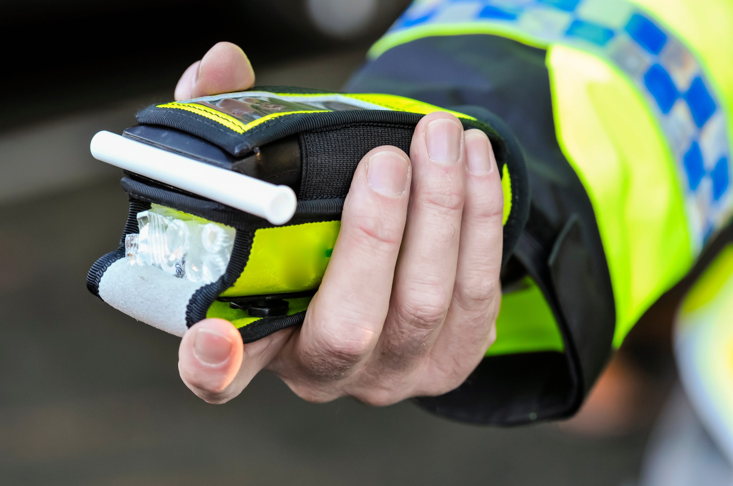 Police officer drug test at roadside