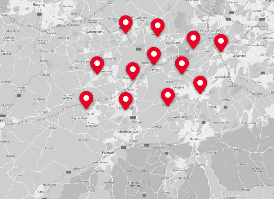 Driving lessons in Dunfermline, Oakley, Kirkcaldy and surrounding areas on a map