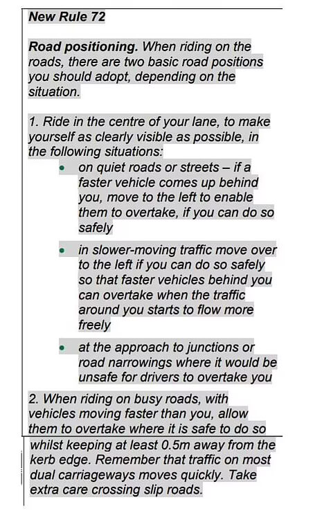 Highway Code rule 72 change