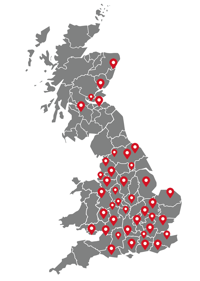 map of uk with areas we need instructors