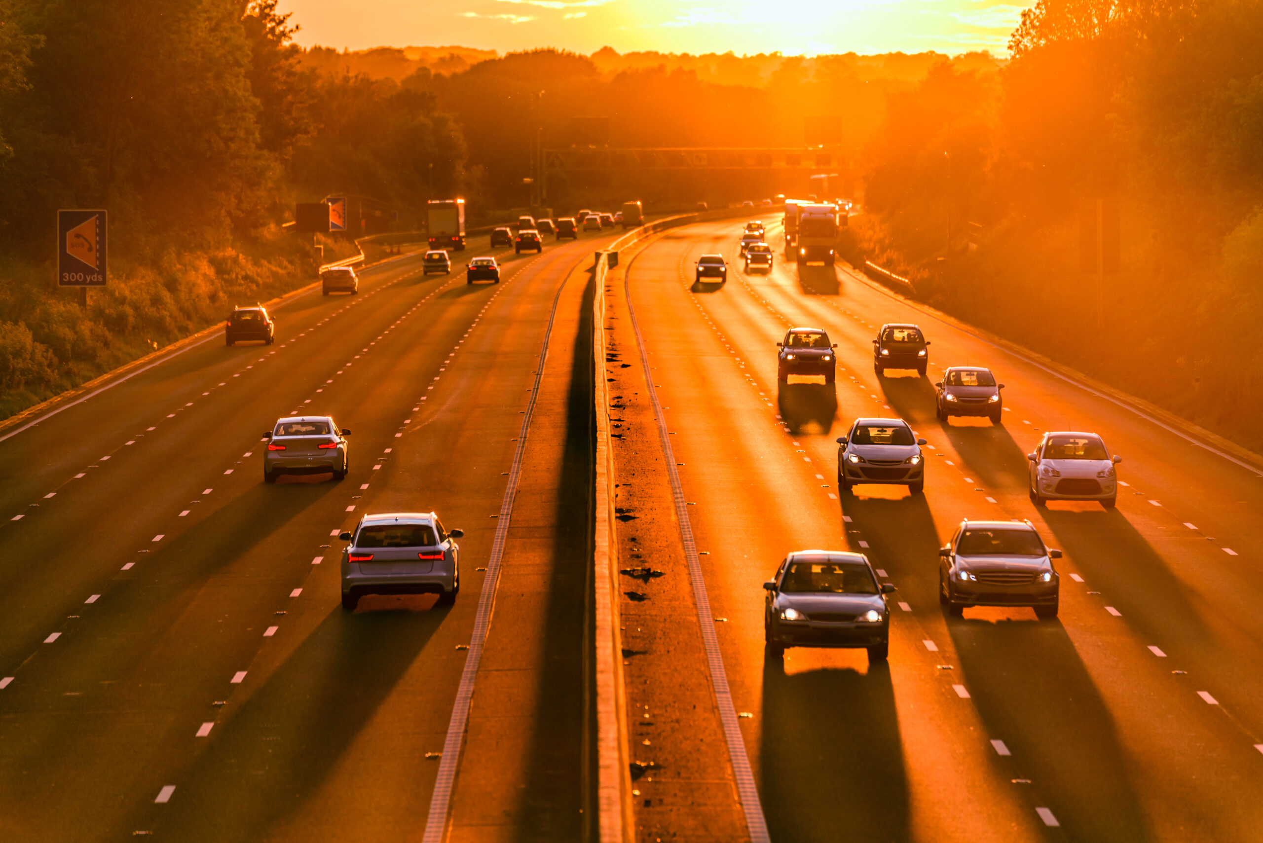driving on a sunny motorway