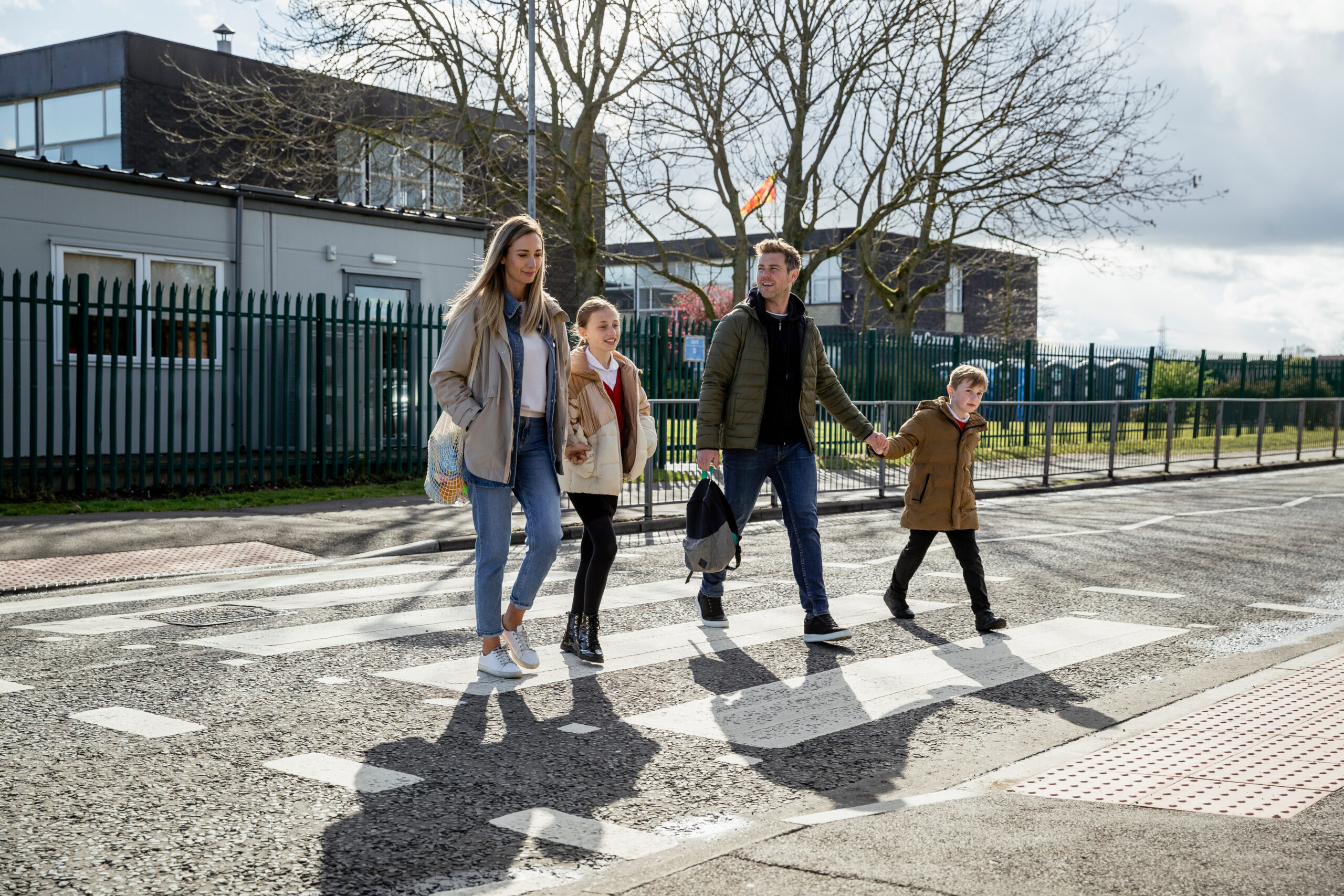 crossing road outside school