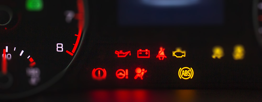 anti lock braking system light on car dashboard