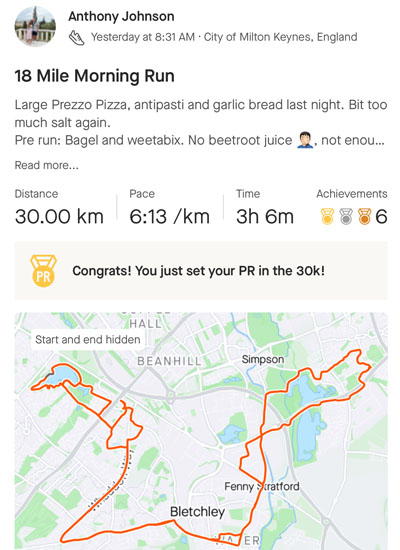 Anthony Running 18 miles