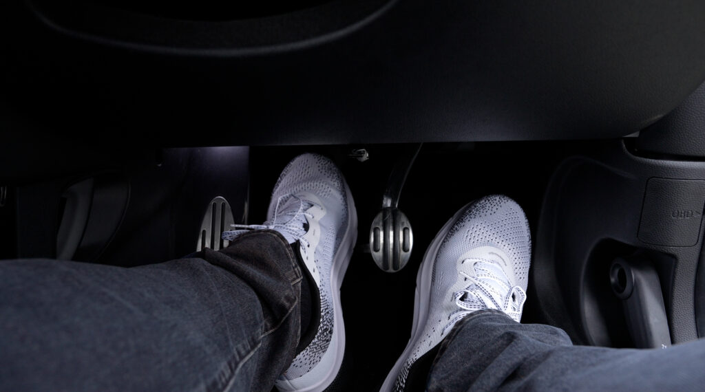 Foot pressing clutch pedal