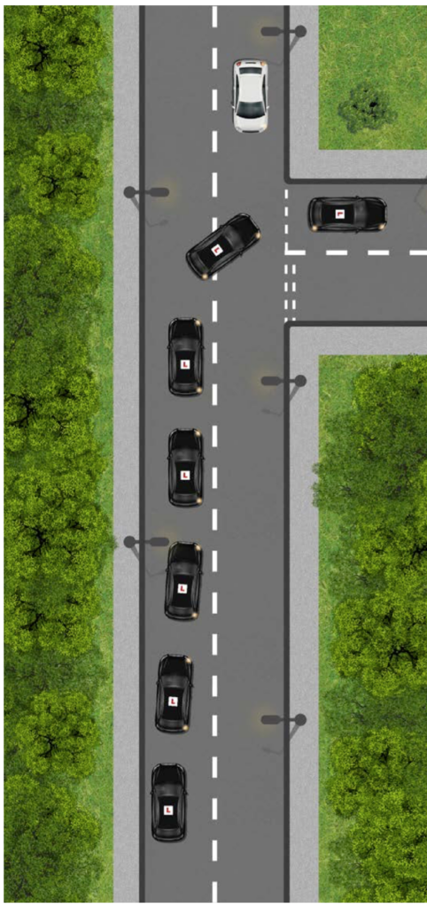 Car turning right from a major to minor road
