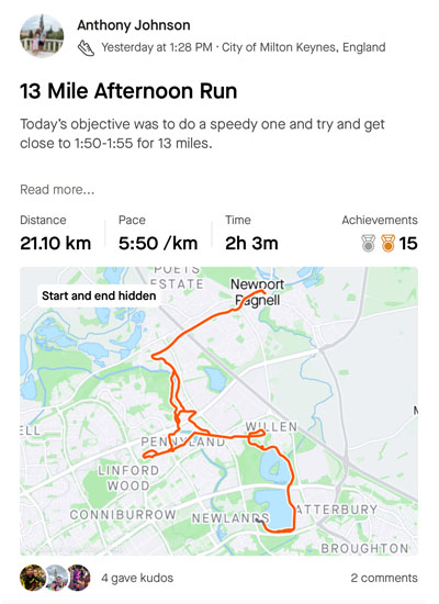 Anthony Running 20 Mile