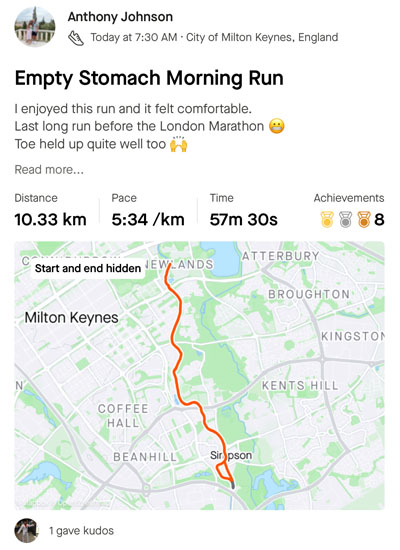 Anthony running 10k