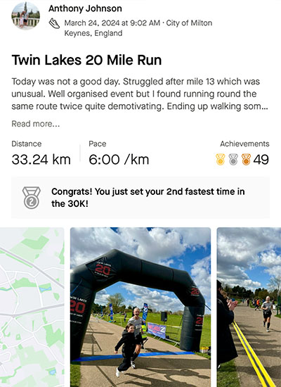 Anthony Running Twin Lakes 20 Mile