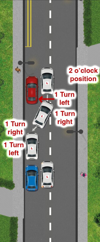 Car carrying out the parallel park manoeuvre