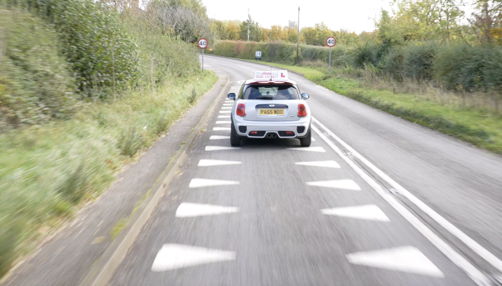 Rear view of a car driving