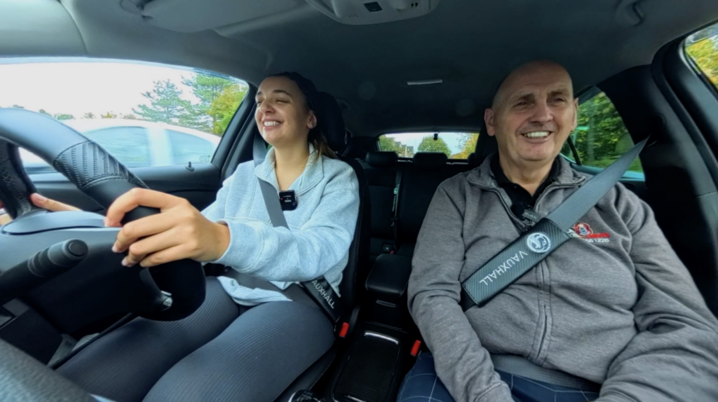 Driving instructor and pupil driving