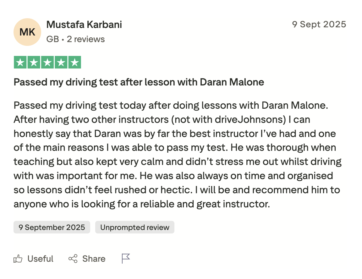 Daran Malone's winning Trustpilot review