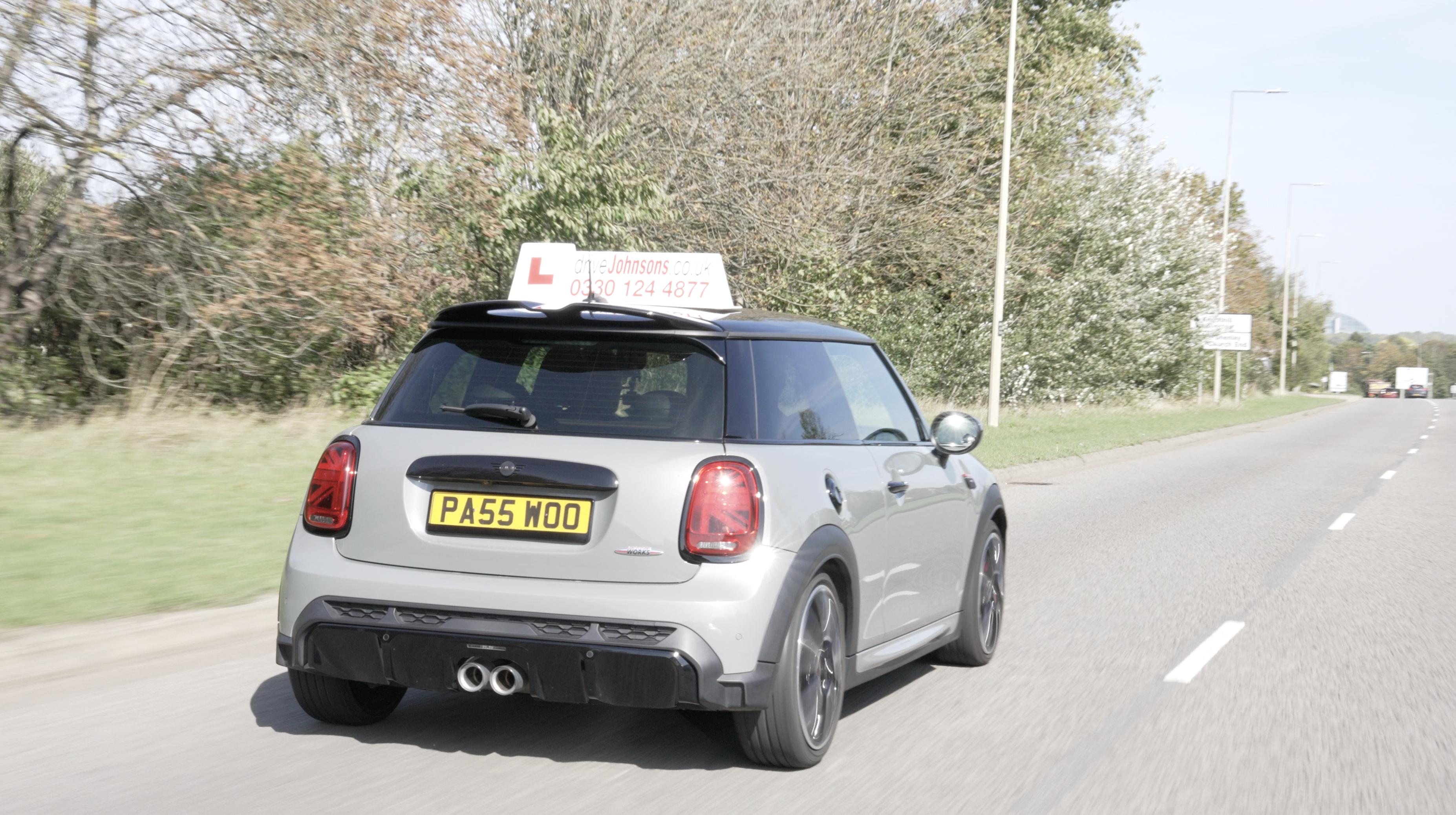 Mini driving on dual carriageway