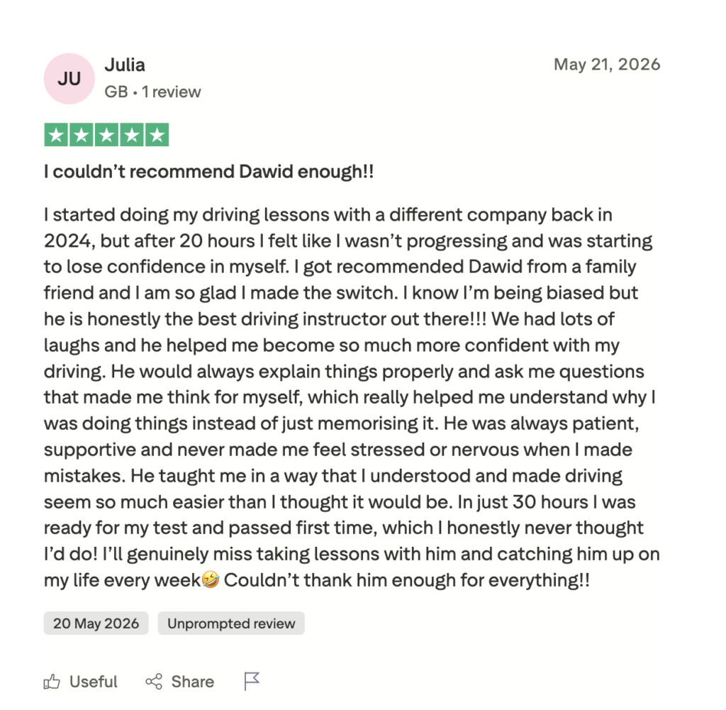 Dawid's winning Trustpilot review
