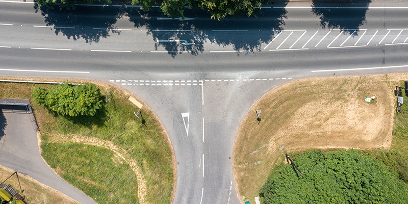 Aerial view of a T Junction