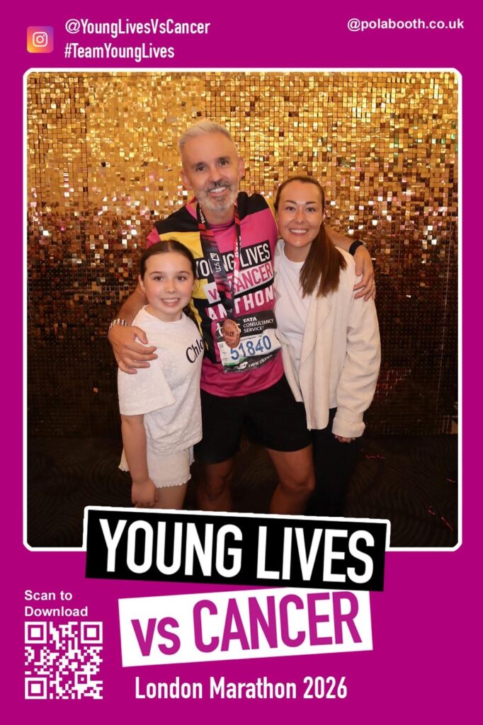 Anthony with his wife Carla and daughter Freya at the London Marathon 2026