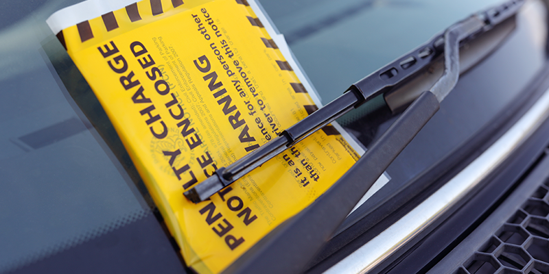 Penalty charge notice on car windscreen