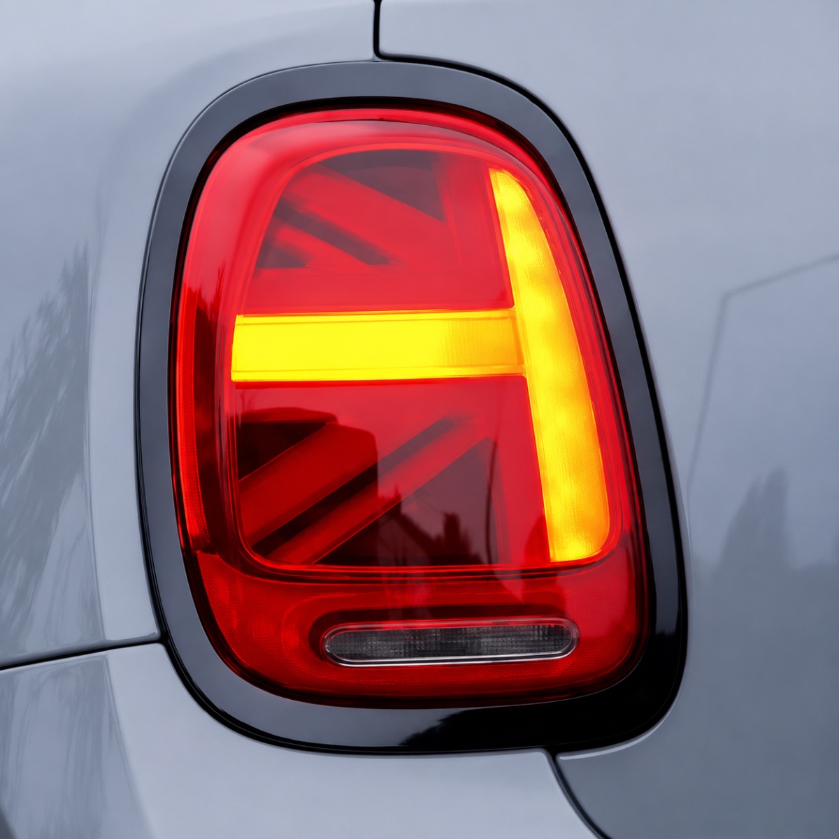 Illuminated indicator light on a car