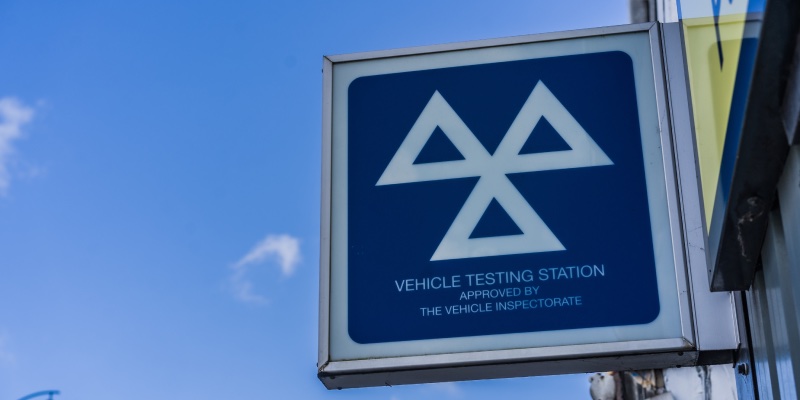Sign showing an MOT vehicle testing station
